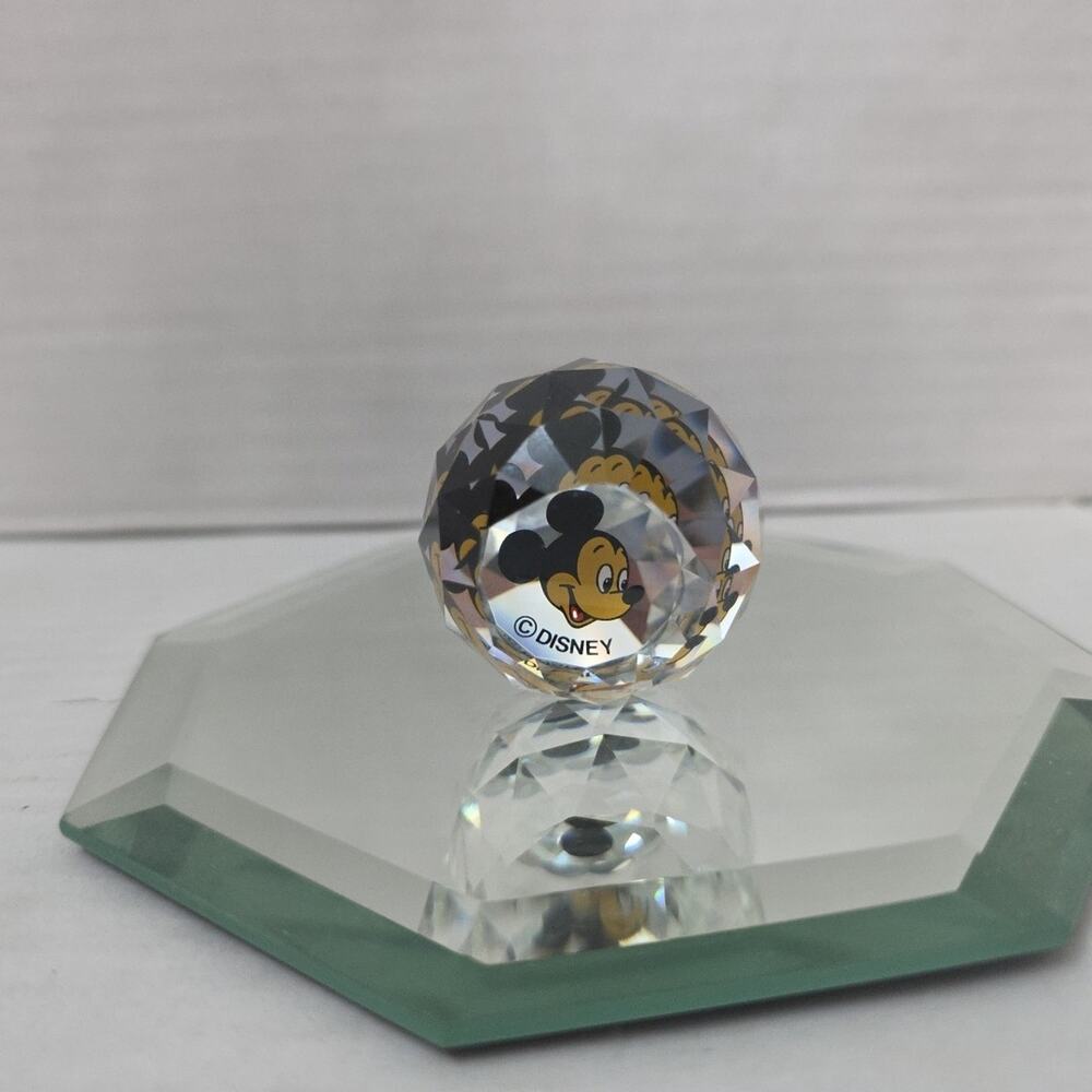 VINTAGE Swarovski Disney Faceted Crystal Ball Mickey Mouse Austria W Mirror - Picture 2 of 6